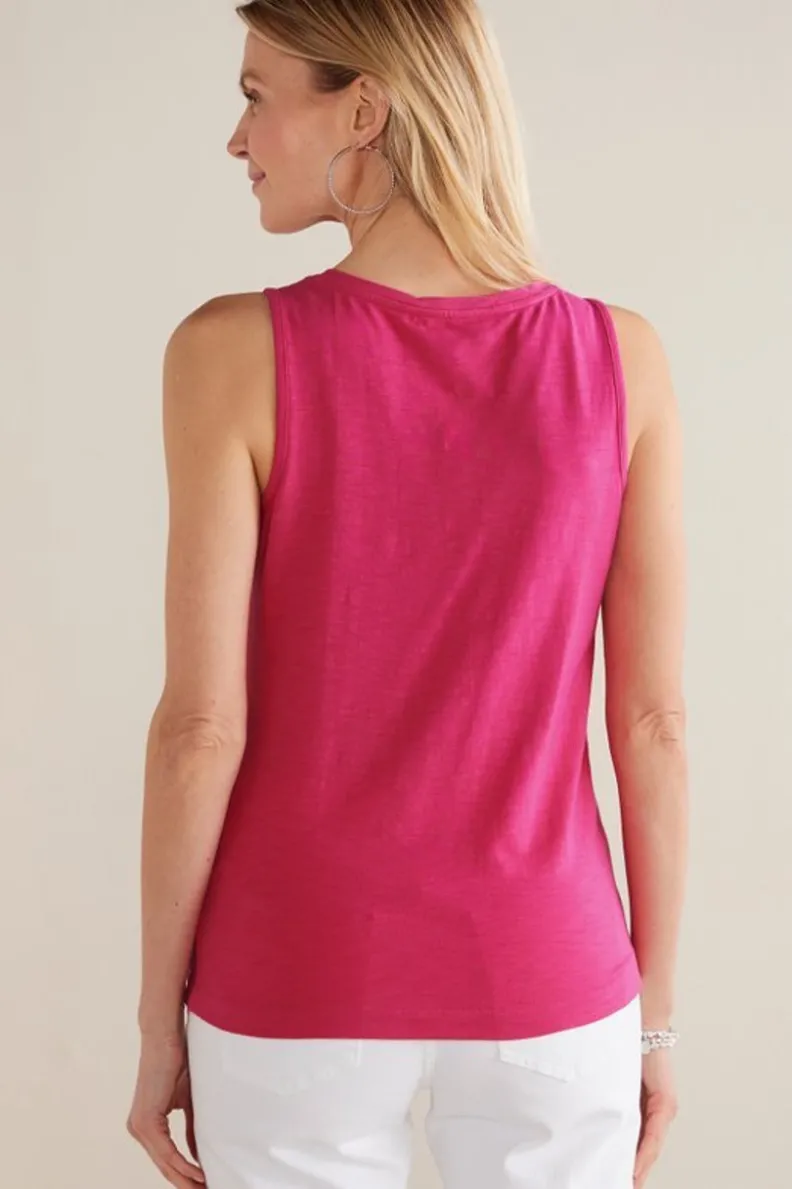 Camiseta Mistral de Algodón Supima Tejido Slub en Tonalidad Rosa Pavoreal - Soft Surroundings