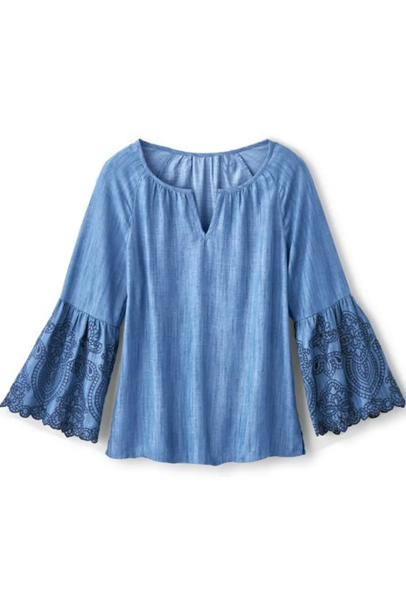 Blusa Casual de Fibra Tencel con Lavado Medio - Tejido Suave y Cómodo