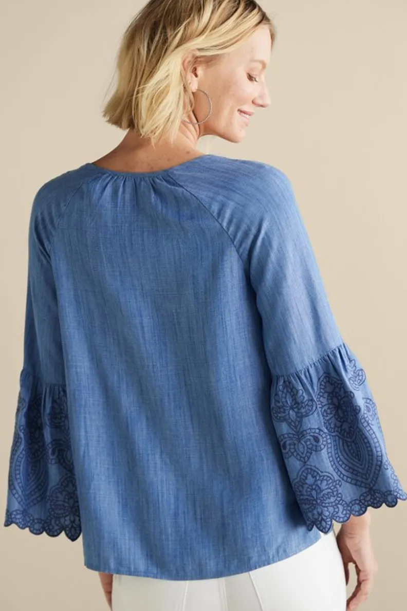 Blusa Casual de Fibra Tencel con Lavado Medio - Tejido Suave y Cómodo