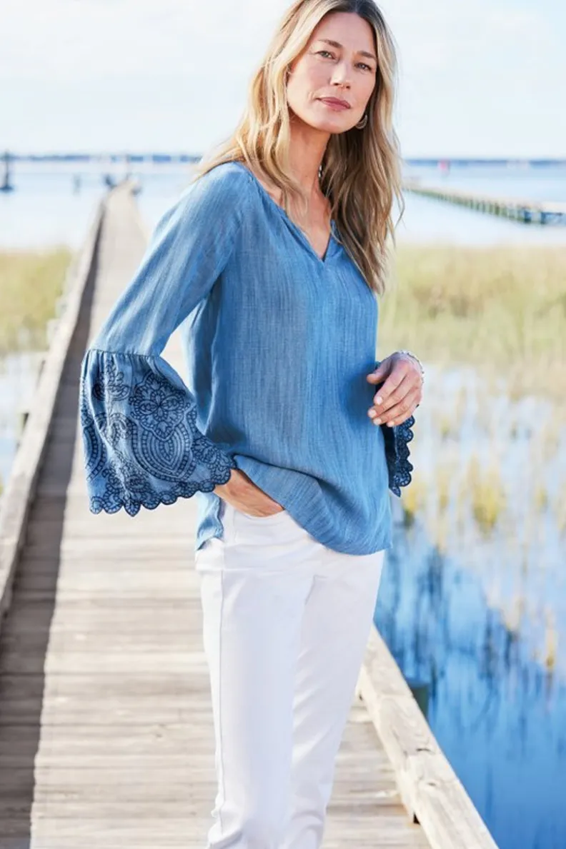 Blusa Casual de Fibra Tencel con Lavado Medio - Tejido Suave y Cómodo