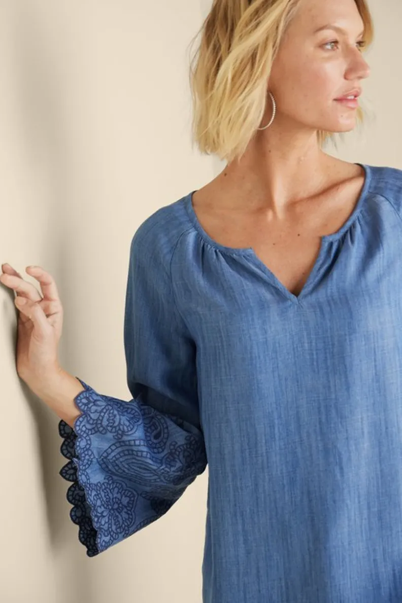 Blusa Casual de Fibra Tencel con Lavado Medio - Tejido Suave y Cómodo