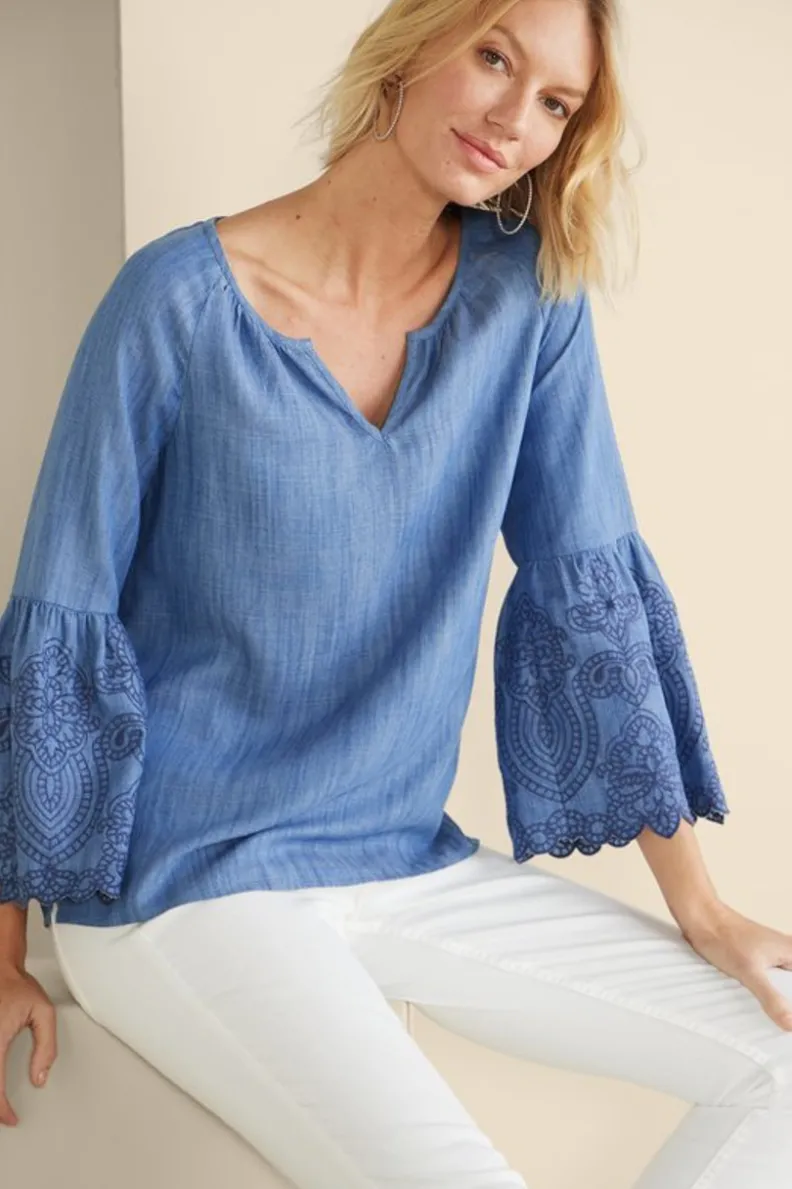Blusa Casual de Fibra Tencel con Lavado Medio - Tejido Suave y Cómodo