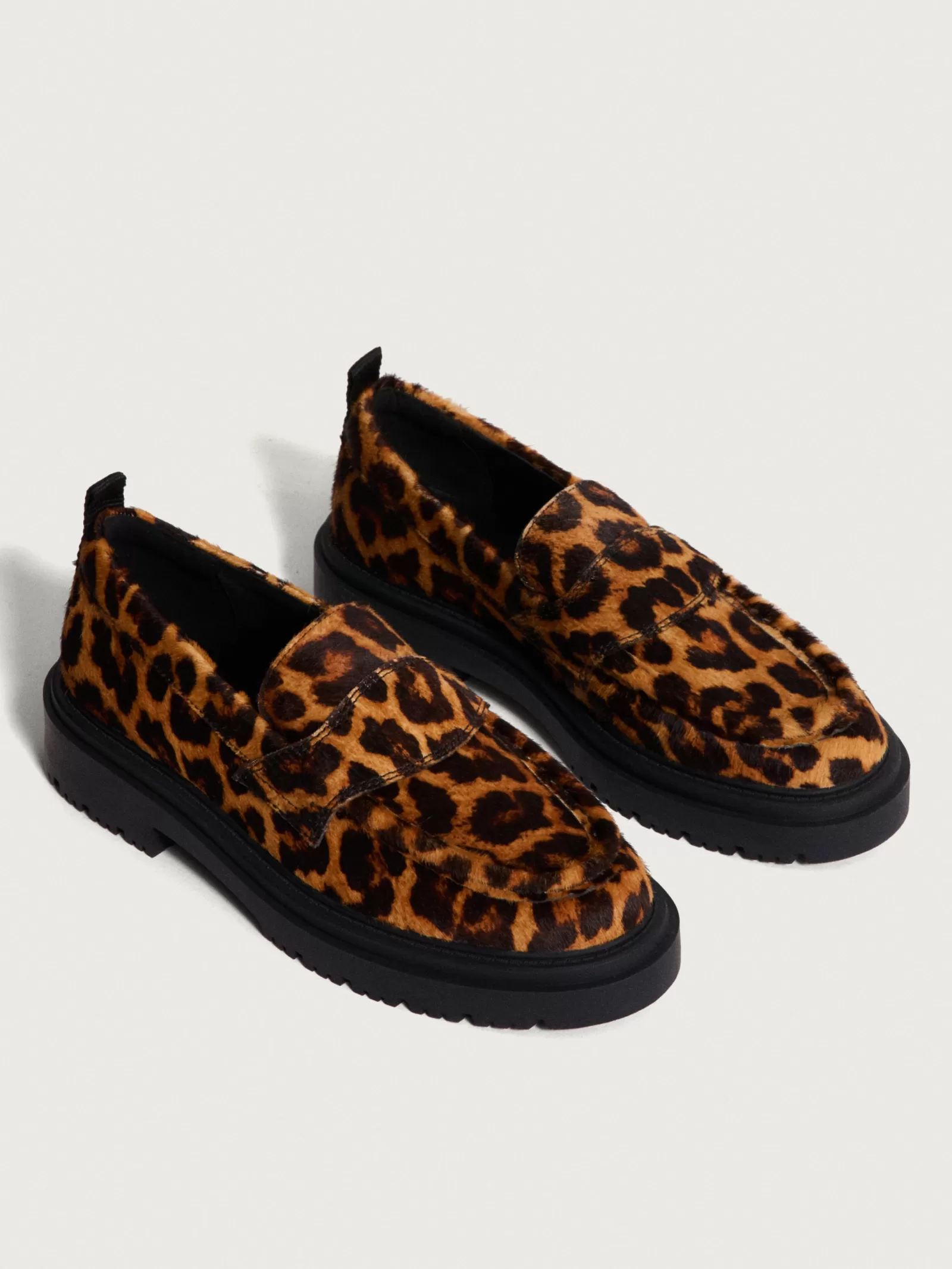 Zapatos Planos Mujer Hoff - Mocasines Estilo Colegial con Detalle Animal en Marrón Chocolate