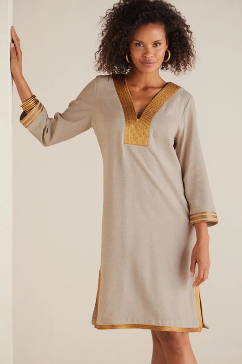 Vestido Fluido Myla Caftan de Soft Surroundings - Confeccionado en Lino Orgánico con Detalles Artesanales