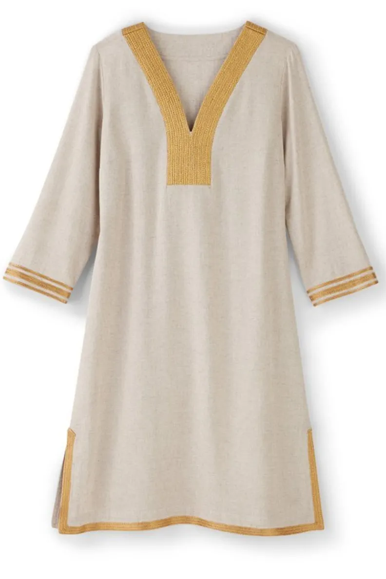 Vestido Fluido Myla Caftan de Soft Surroundings - Confeccionado en Lino Orgánico con Detalles Artesanales