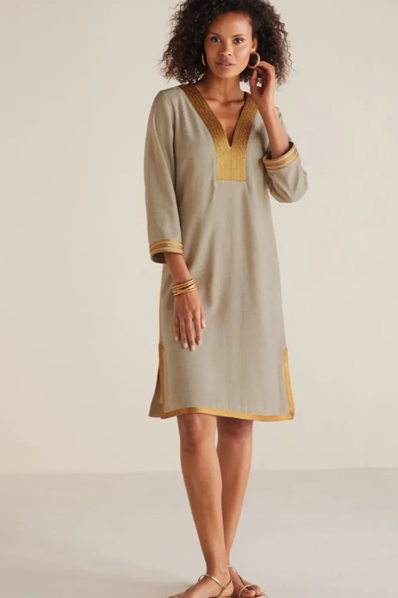 Vestido Fluido Myla Caftan de Soft Surroundings - Confeccionado en Lino Orgánico con Detalles Artesanales