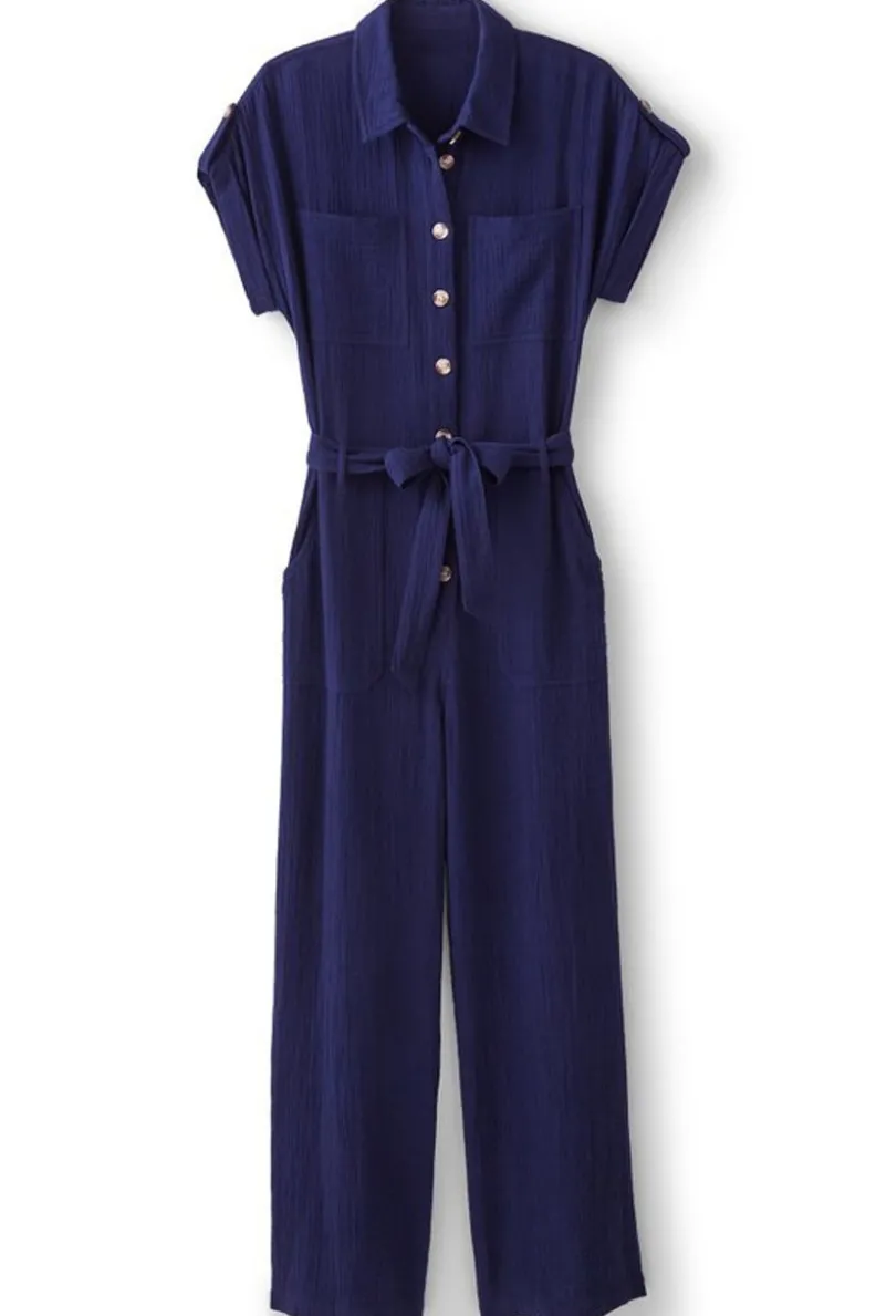 Overoles y Vestidos | Jumpsuit Flotante Natasha en Gasas Suaves - Azul Marino de Soft Surroundings (Confortable y Estiloso)