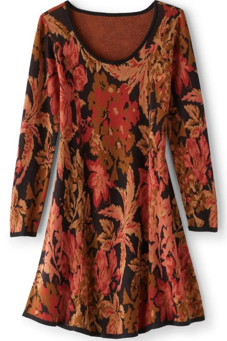 Vestido tejido Nelia con diseño jacquard inspirado en jardines salvajes - Colección Otoño/Invierno de Soft Surroundings