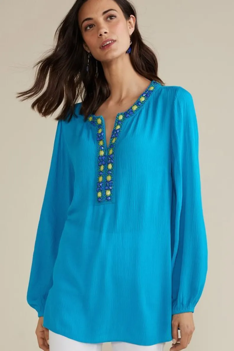 Túnica Ligera Nellie en Azul Danubio - Estilo Fresco de Soft Surroundings