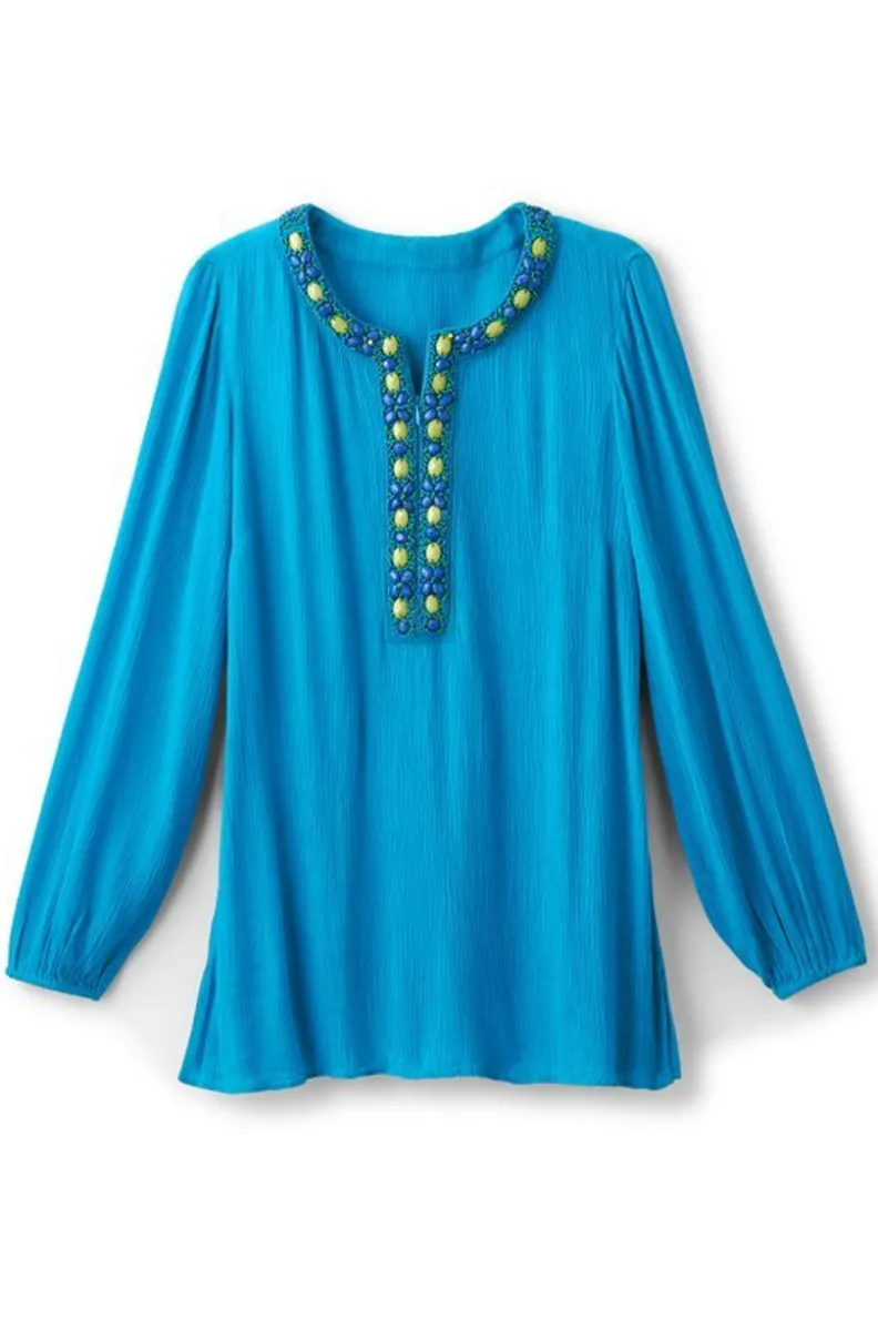 Túnica Ligera Nellie en Azul Danubio - Estilo Fresco de Soft Surroundings