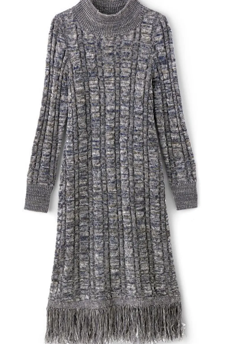 Vestido Tejido Neve de Soft Surroundings - Elegancia Invernal en Gris Carbón para Ocasiones Especiales
