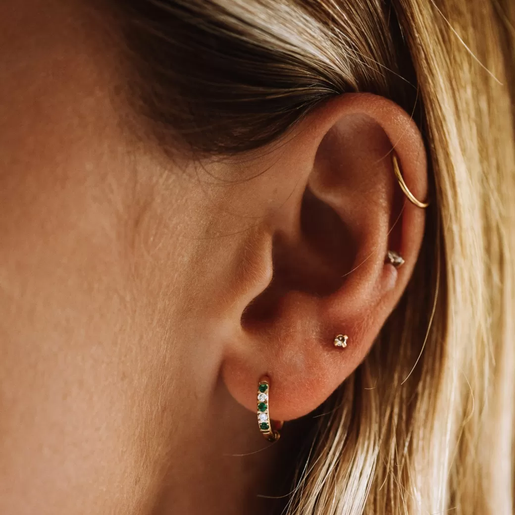 Aretes Bohemios en Verde Oasis - Joyería Atolea | Aros Circulares de Acero Quirúrgico, Elegancia Natural con Precio Accesible