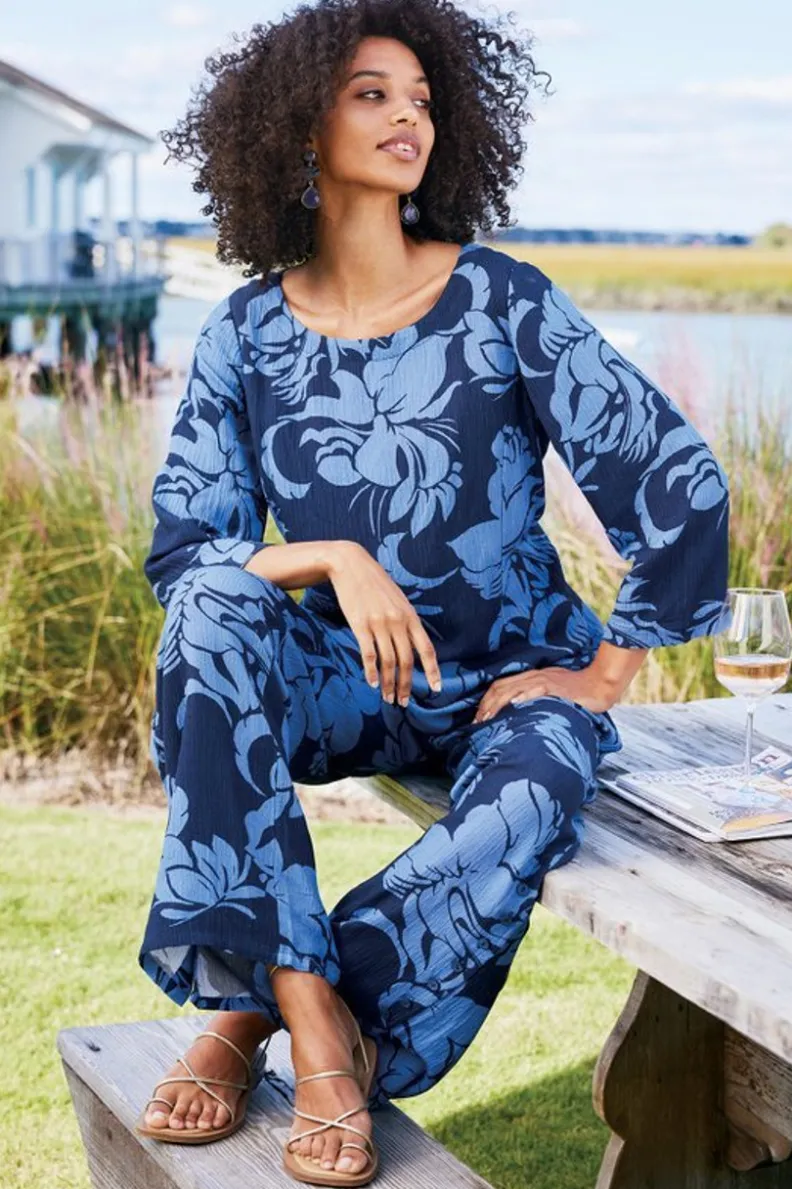 Elegante Túnica Oceo en Gasas Suaves - Conjuntos de Blusas y Leggings para Estilo Cómodo - Soft Surroundings