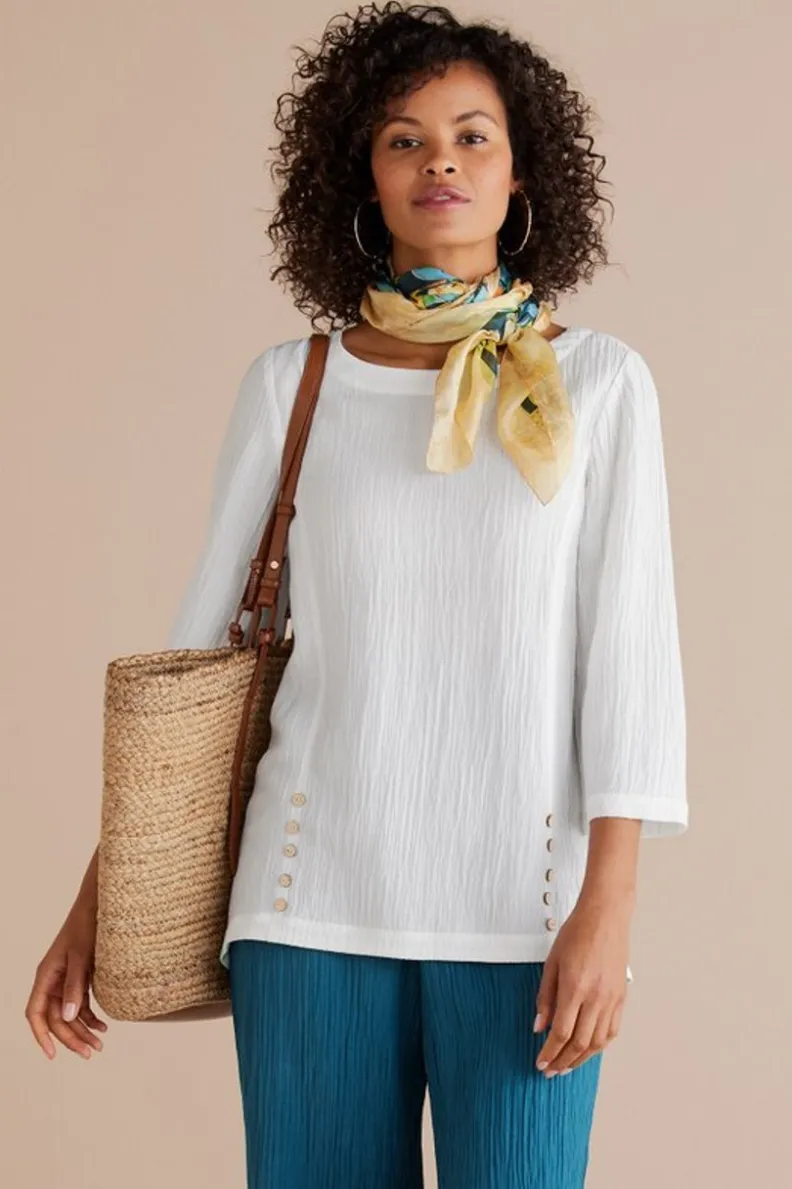 Elegante Túnica Oceo en Gasas Suaves - Conjuntos de Blusas y Leggings para Estilo Cómodo - Soft Surroundings