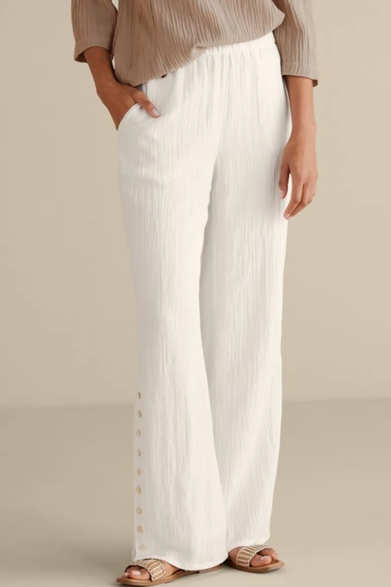 Pantalones anchos en gasa transpirable - Diseño relajado Oceo para días de verano (Colección Soft Surroundings)

(：1. 2. 3. 4. 5. 6.）