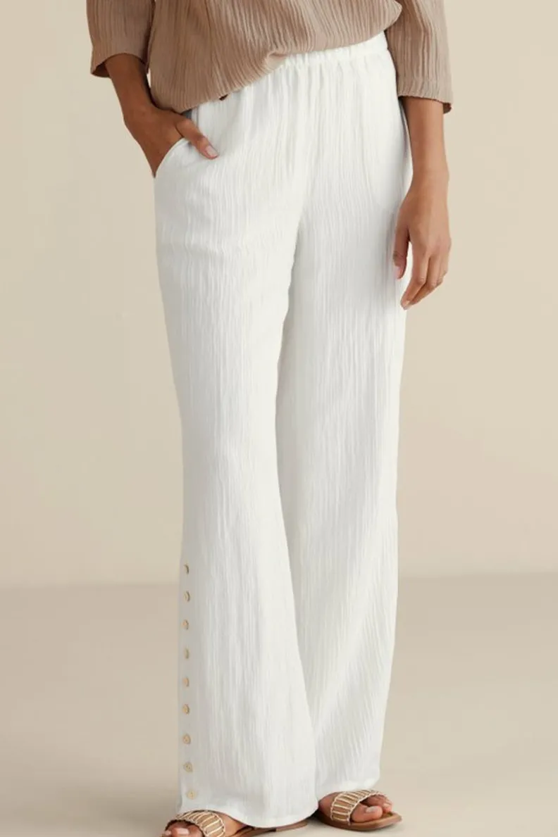 Pantalones anchos en gasa transpirable - Diseño relajado Oceo para días de verano (Colección Soft Surroundings)

(：1. 2. 3. 4. 5. 6.）