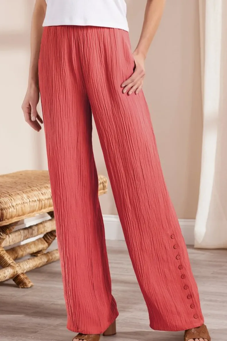 Pantalones anchos en gasa transpirable - Diseño relajado Oceo para días de verano (Colección Soft Surroundings)

(：1. 2. 3. 4. 5. 6.）