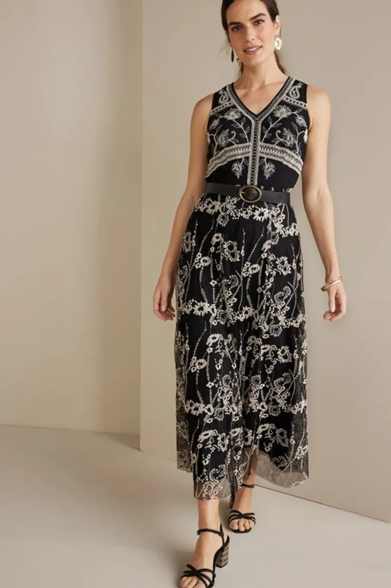 Vestido Olivia Largo en Negro - Elegancia Casual de Soft Surroundings