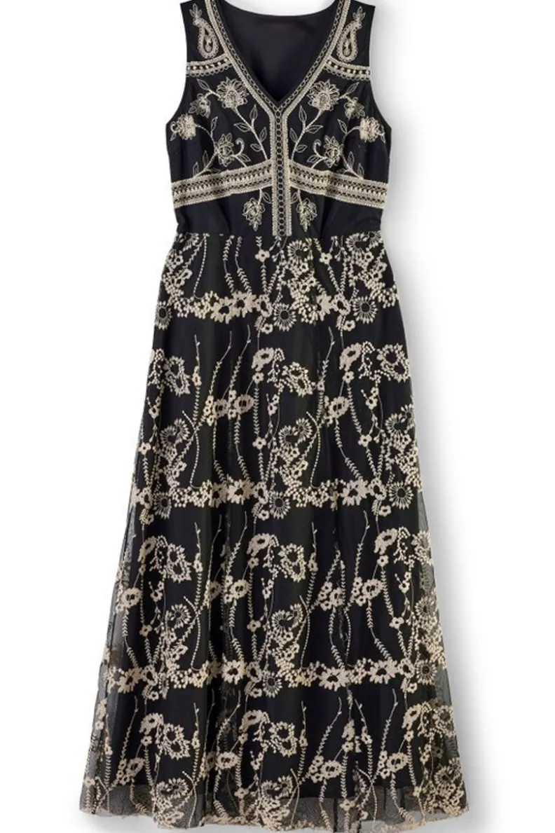 Vestido Olivia Largo en Negro - Elegancia Casual de Soft Surroundings
