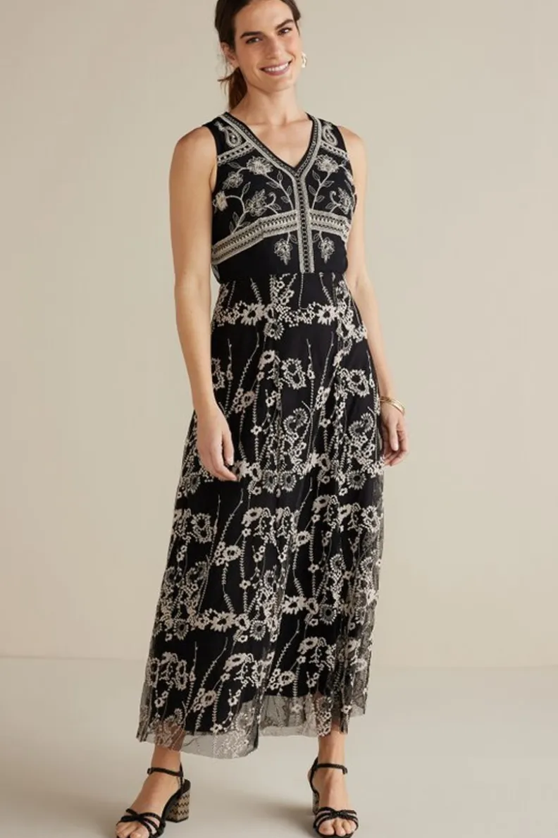 Vestido Olivia Largo en Negro - Elegancia Casual de Soft Surroundings