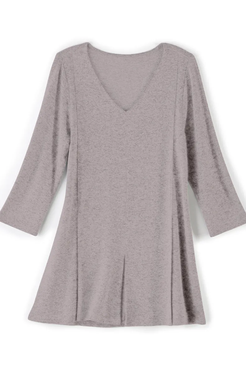 Blusas Elegantes: Túnica Ophelia en Gris Melange de Soft Surroundings - Conjunto Cómodo con Leggings