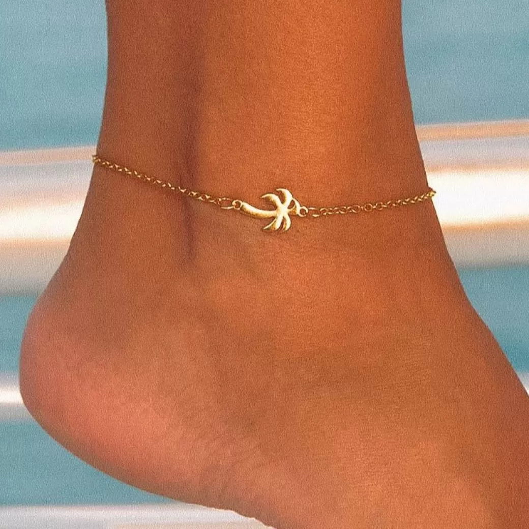 Tobillera con Detalles de Palmera para Playa - Joyas Atolea Colección Verano | Accesorio Playero Económico y Estilo Boho