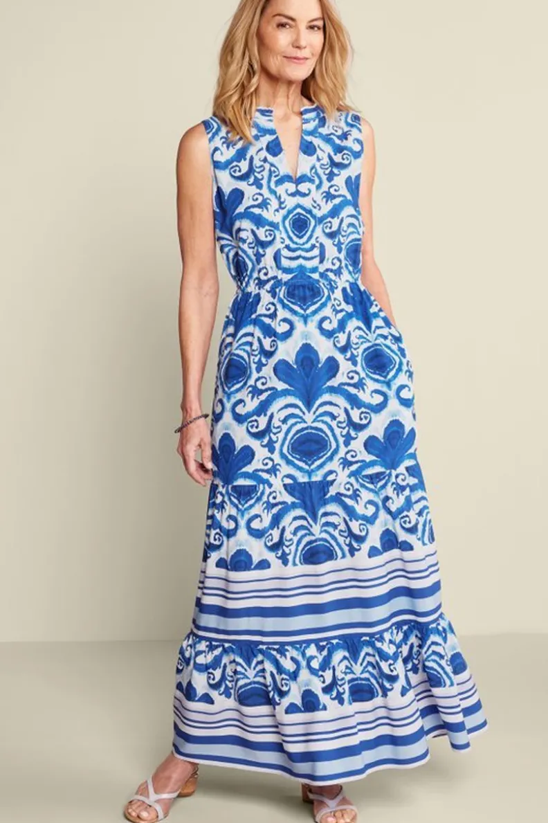 Vestido Largo Pari con Bufanda Coordinada - Elegancia Fluida de Soft Surroundings