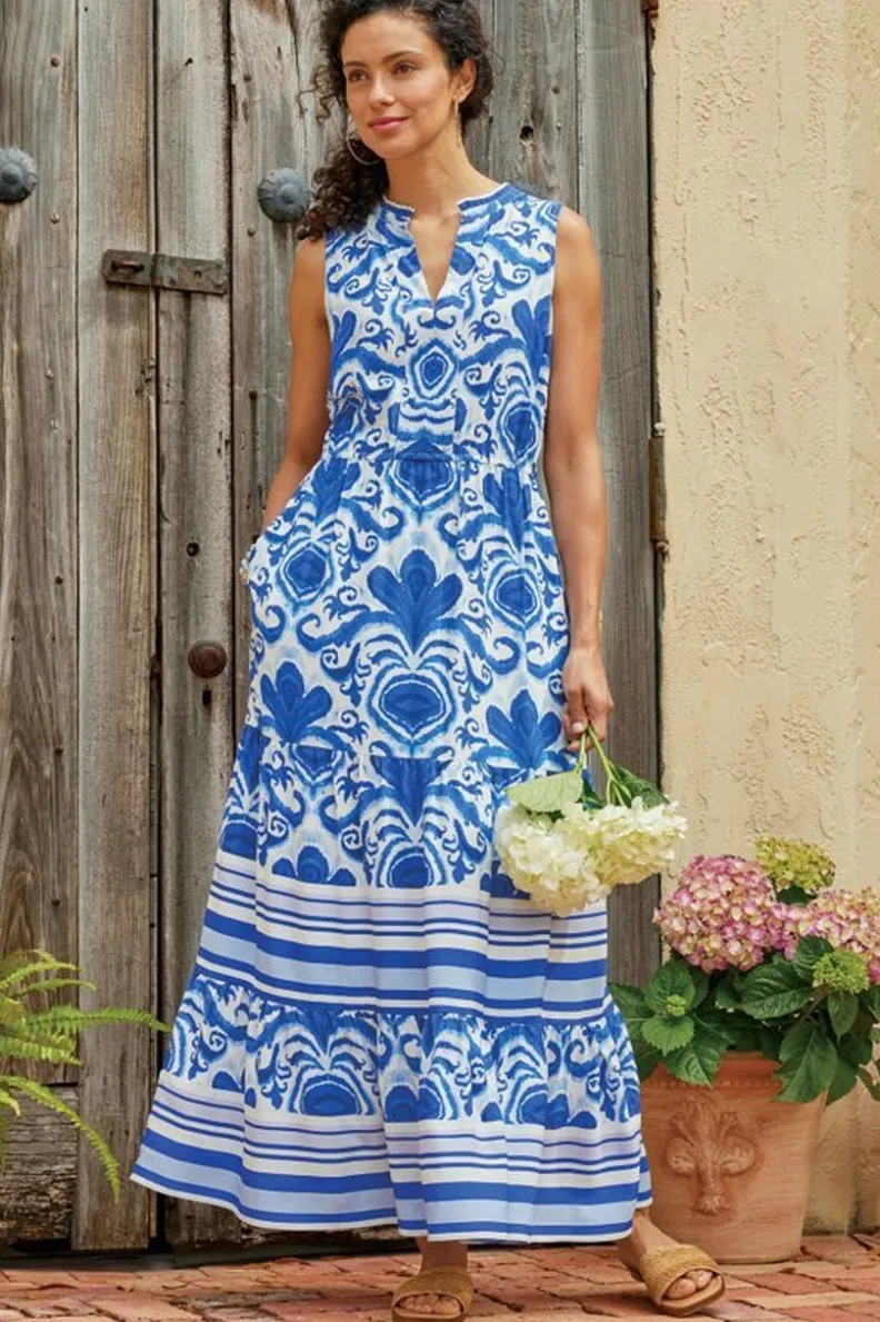 Vestido Largo Pari con Bufanda Coordinada - Elegancia Fluida de Soft Surroundings