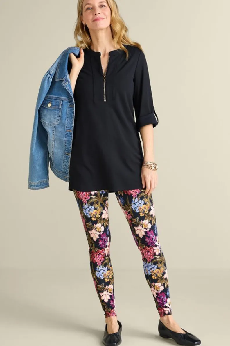 Blusa Elegante | Túnica Negra de Soft Surroundings - Diseño Patricia Ponte en Tejido Suave