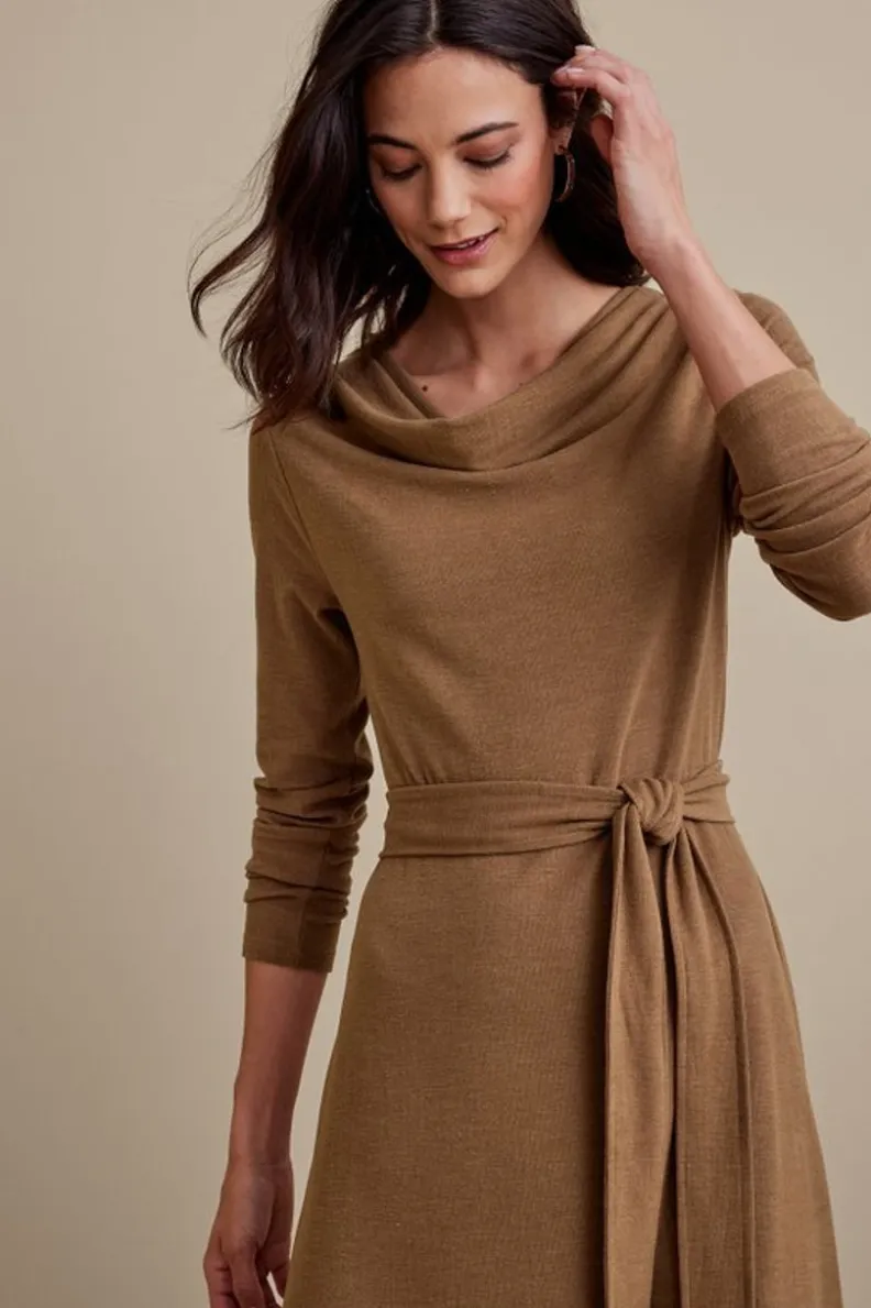 Vestido Casual Paula de Soft Surroundings en Marrón Cacao - Elegancia Cálida con Tonos Terrosos