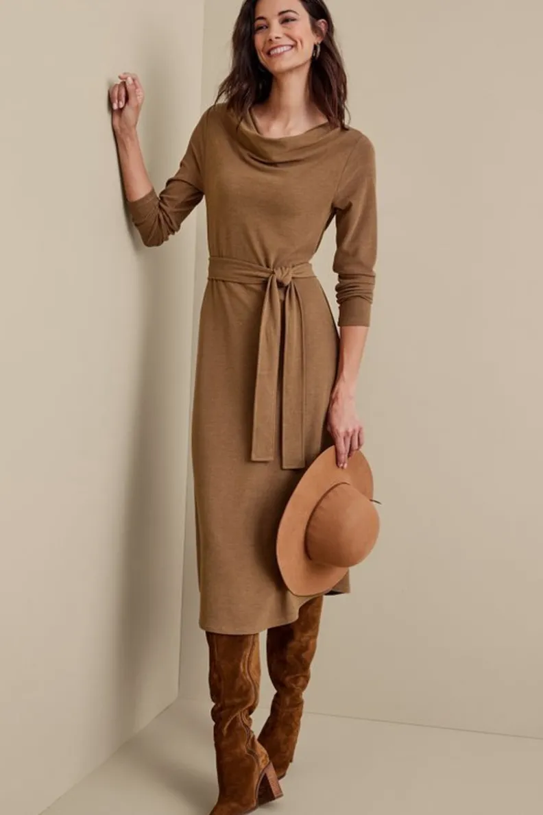 Vestido Casual Paula de Soft Surroundings en Marrón Cacao - Elegancia Cálida con Tonos Terrosos