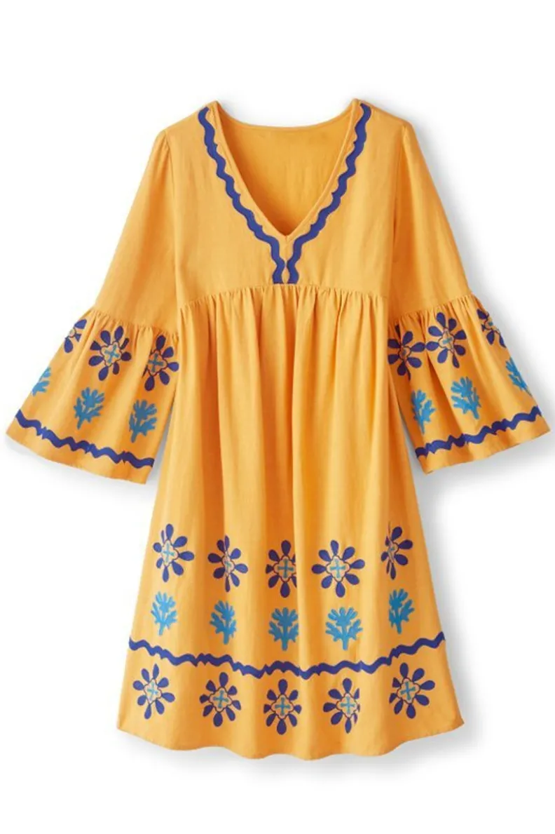 Vestido Corto Petra en Tono Oro Brillante - Elegancia Casual de Soft Surroundings