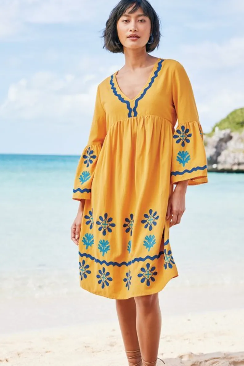 Vestido Corto Petra en Tono Oro Brillante - Elegancia Casual de Soft Surroundings