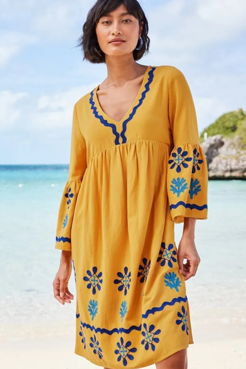 Vestido Corto Petra en Tono Oro Brillante - Elegancia Casual de Soft Surroundings