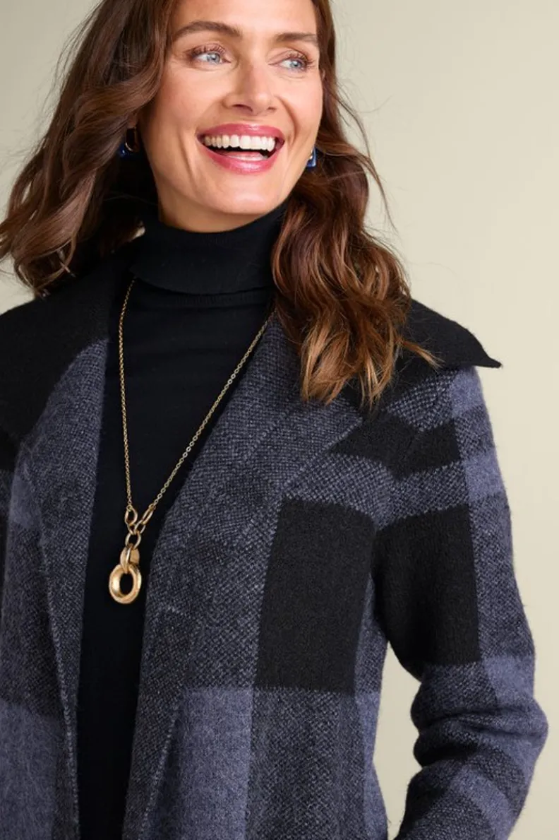 Cárdigan Elegante de Cuadros Suaves - Abrigo de Lana con Estilo Posh para Mujer
