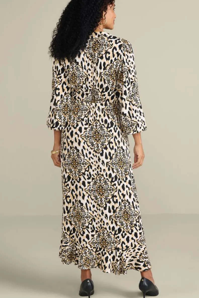 Vestido Mid-Largo Priyani con Detalle de Medallones Leopardos - Elegancia Boho de Soft Surroundings para Otoño