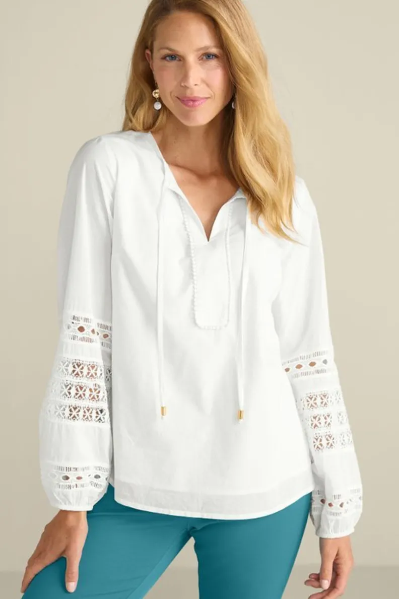 Blusa Elegante Prospera con Encaje en Marfil Perla - Soft Surroundings