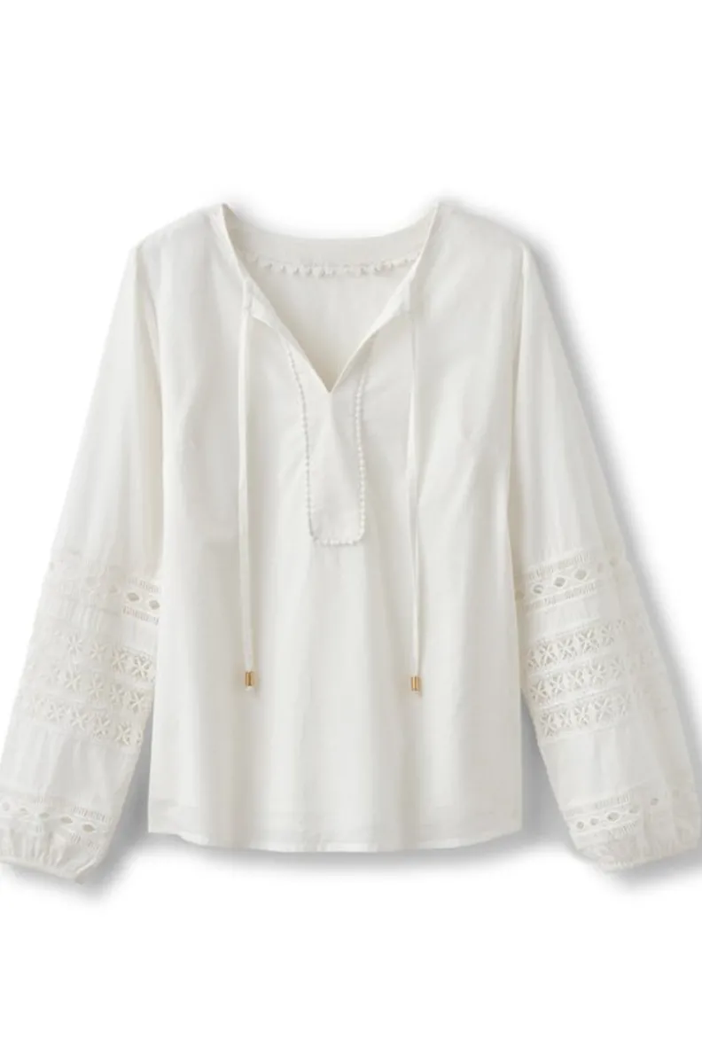 Blusa Elegante Prospera con Encaje en Marfil Perla - Soft Surroundings