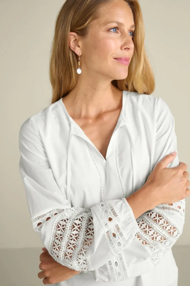 Blusa Elegante Prospera con Encaje en Marfil Perla - Soft Surroundings