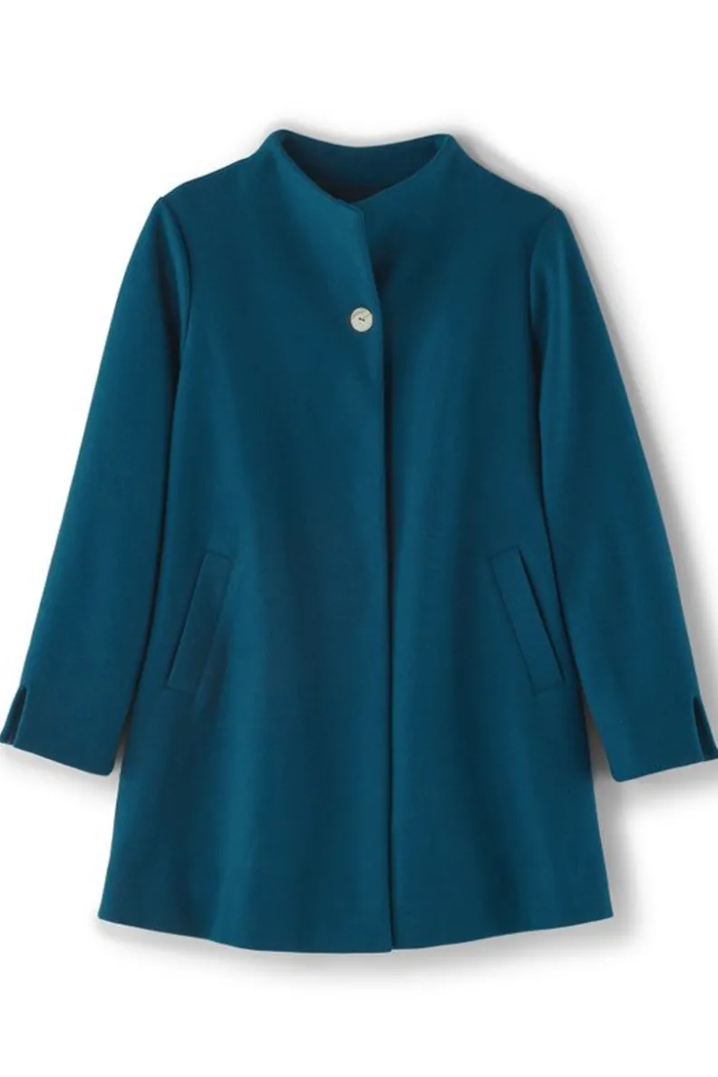 Abrigo Rachel Swing de Soft Surroundings - Azul Marino Clásico · Chaquetas de Invierno con Corte Fluido · Tela Suave Premium 2024