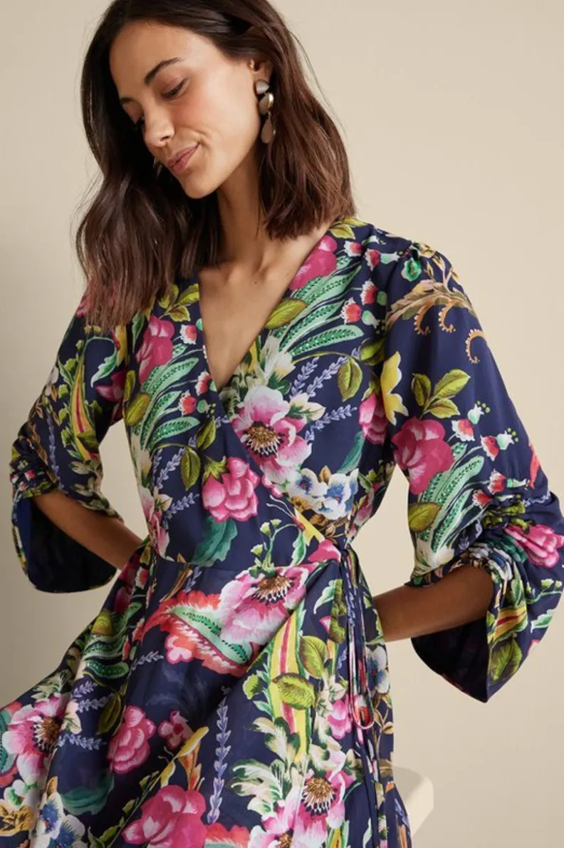 Vestido Largo Samantha de Soft Surroundings · Estampado Paisley en Azul Marino · Colección Primavera-Verano