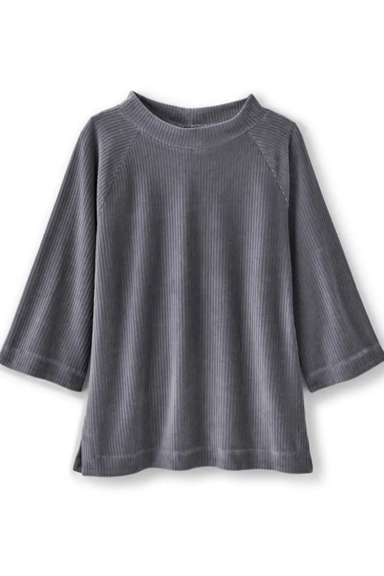 Suéter acanalado Samina de Tops Soft Surroundings - Gris costero abrigado para looks casuales