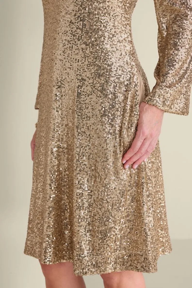 Vestido Sancerre con Destellos Dorados - Elegancia Brillante de Soft Surroundings