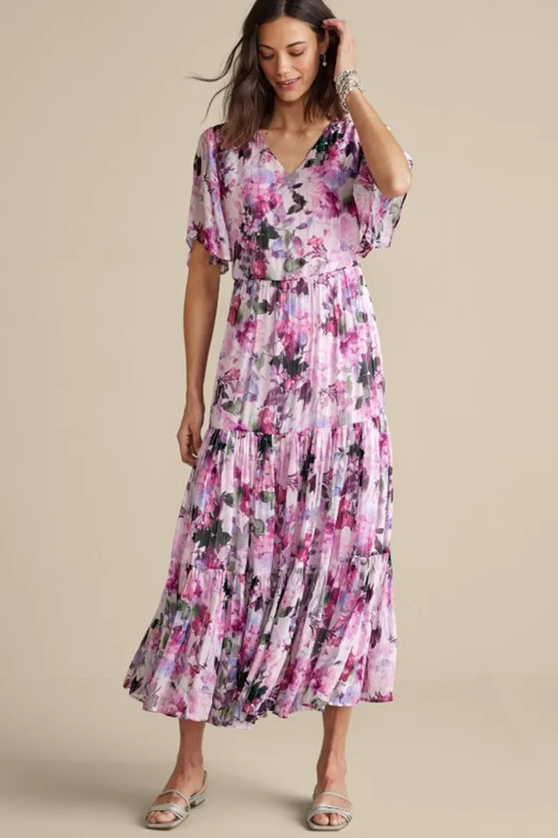 Vestido Largo Santhia con Estampado Botánico - Diseño Floral Provenzal de Soft Surroundings, Talle Maxi con Detalles Fluyentes para Temporada Estival