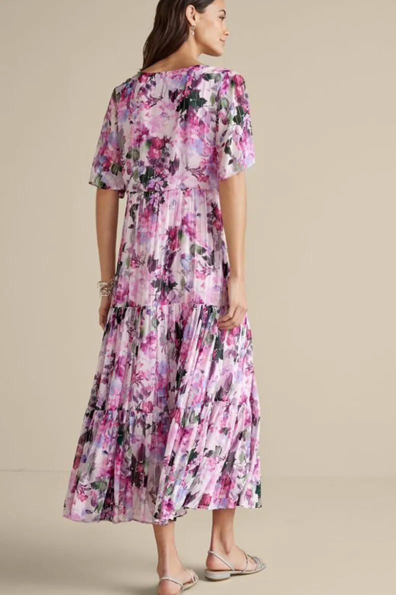 Vestido Largo Santhia con Estampado Botánico - Diseño Floral Provenzal de Soft Surroundings, Talle Maxi con Detalles Fluyentes para Temporada Estival