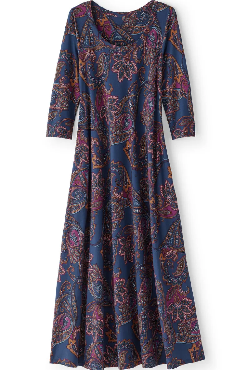 Vestido Casual Santiago con Mangas Tres Cuartos - Elegancia Cómoda de Entornos Suaves para Primavera-Verano