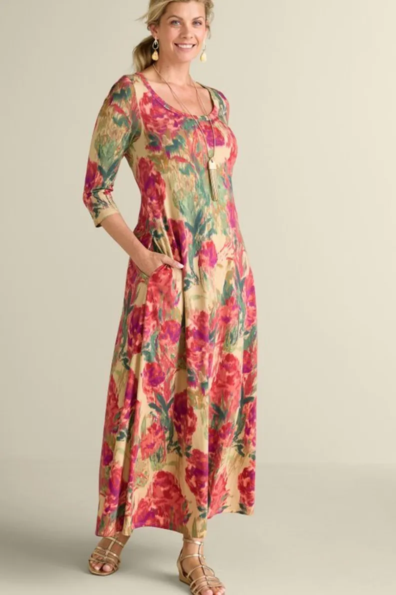 Vestido Casual Santiago con Mangas Tres Cuartos - Elegancia Cómoda de Entornos Suaves para Primavera-Verano