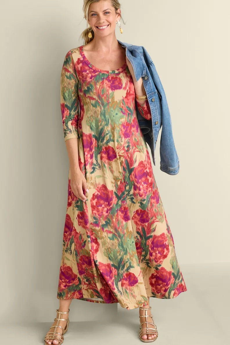 Vestido Casual Santiago con Mangas Tres Cuartos - Elegancia Cómoda de Entornos Suaves para Primavera-Verano