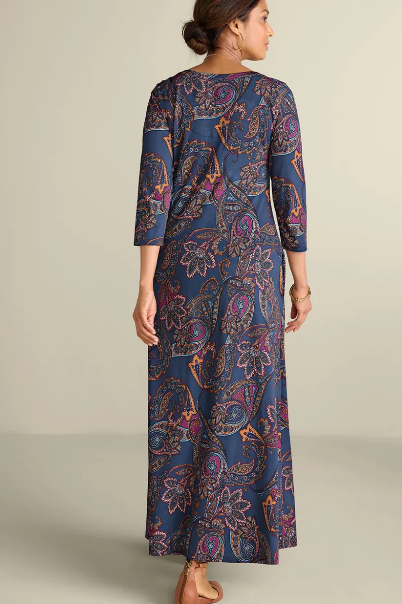 Vestido Casual Santiago con Mangas Tres Cuartos - Elegancia Cómoda de Entornos Suaves para Primavera-Verano