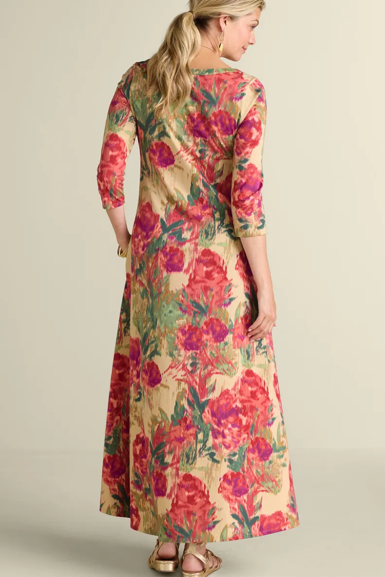 Vestido Casual Santiago con Mangas Tres Cuartos - Elegancia Cómoda de Entornos Suaves para Primavera-Verano
